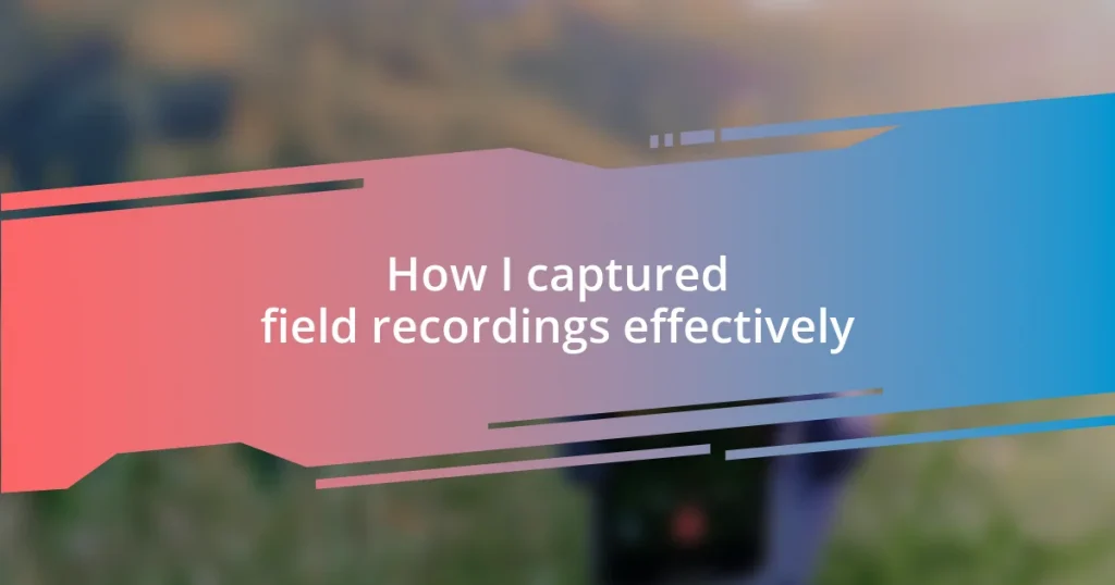 How I captured field recordings effectively