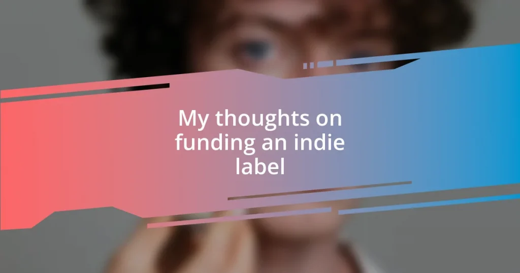 My thoughts on funding an indie label