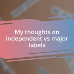 My thoughts on independent vs major labels