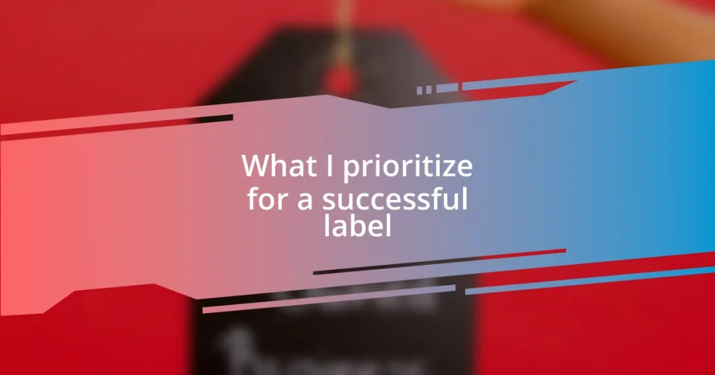 What I prioritize for a successful label